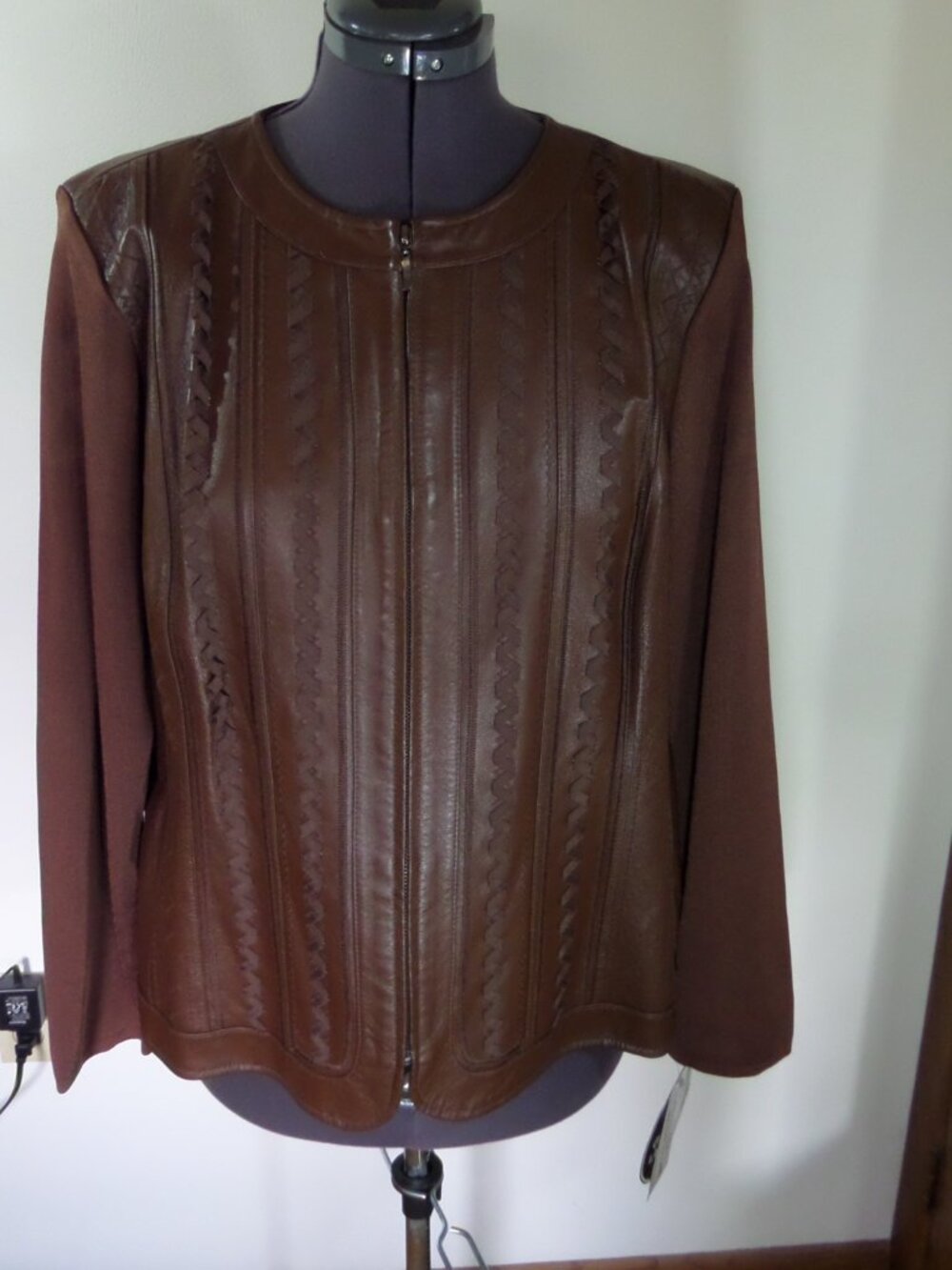 Nygard  Collection Women's  Fall Winter Brown Leather Swacket Jacket SZ 1X NWT